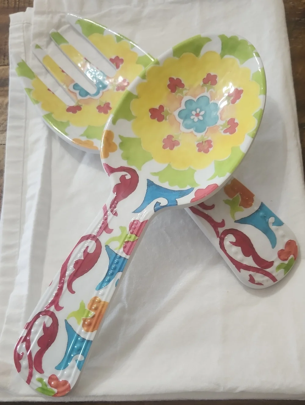Tommy Bahama Floral Salad Fork & Spoon Set